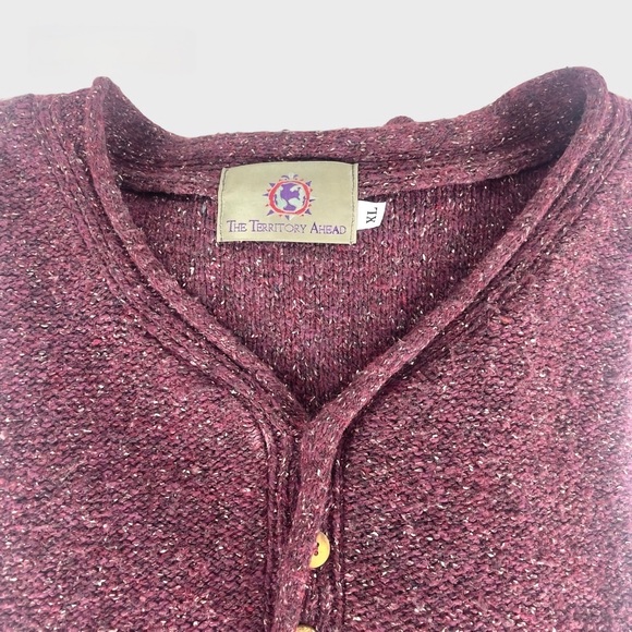 The Territory Ahead Burgundy Henley Style Sweater - Picture 6 of 7